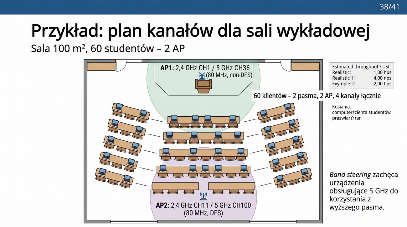Sala z 2 AP i przypisanymi kanałami