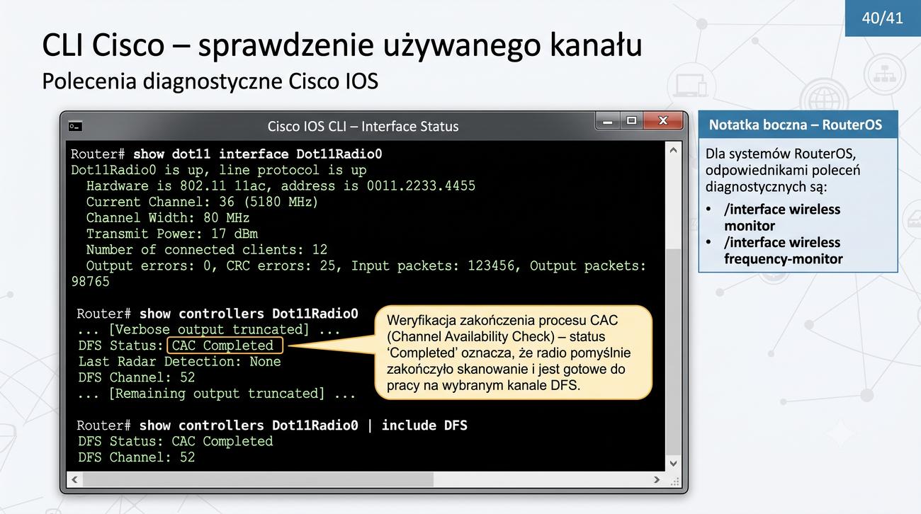 Zrzut z terminala Cisco IOS