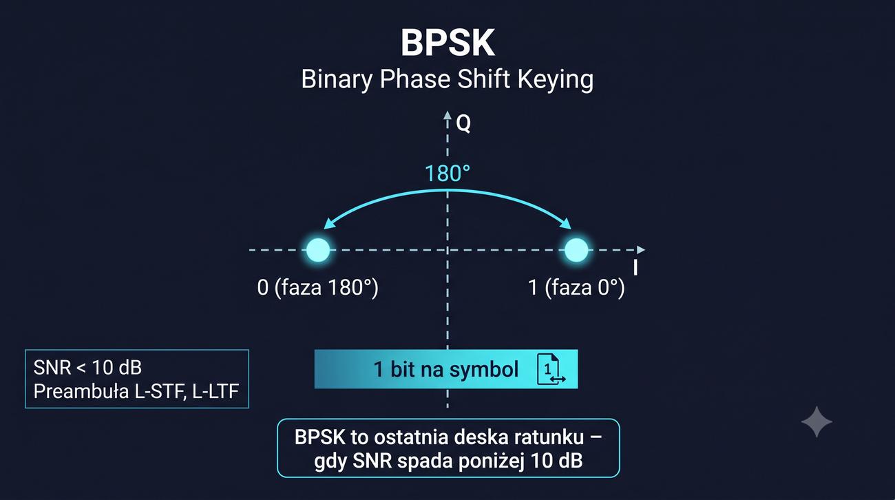 Konstelacja BPSK – 2 punkty (0°, 180°)