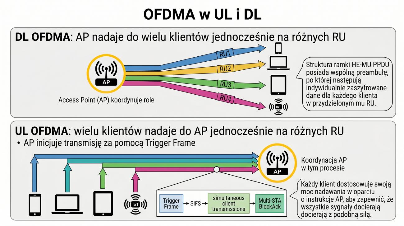 AP do klientów (DL) i klienci do AP (UL)