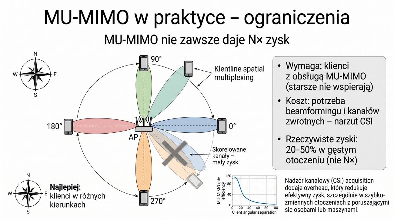 AP z MU-MIMO do 3 klientów – ograniczenia fazowe
